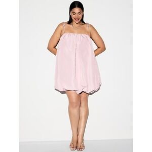 NEW Women's Taffeta Bubble Hem Mini Satin Feminine Party Dress in Pale Pink XXL
